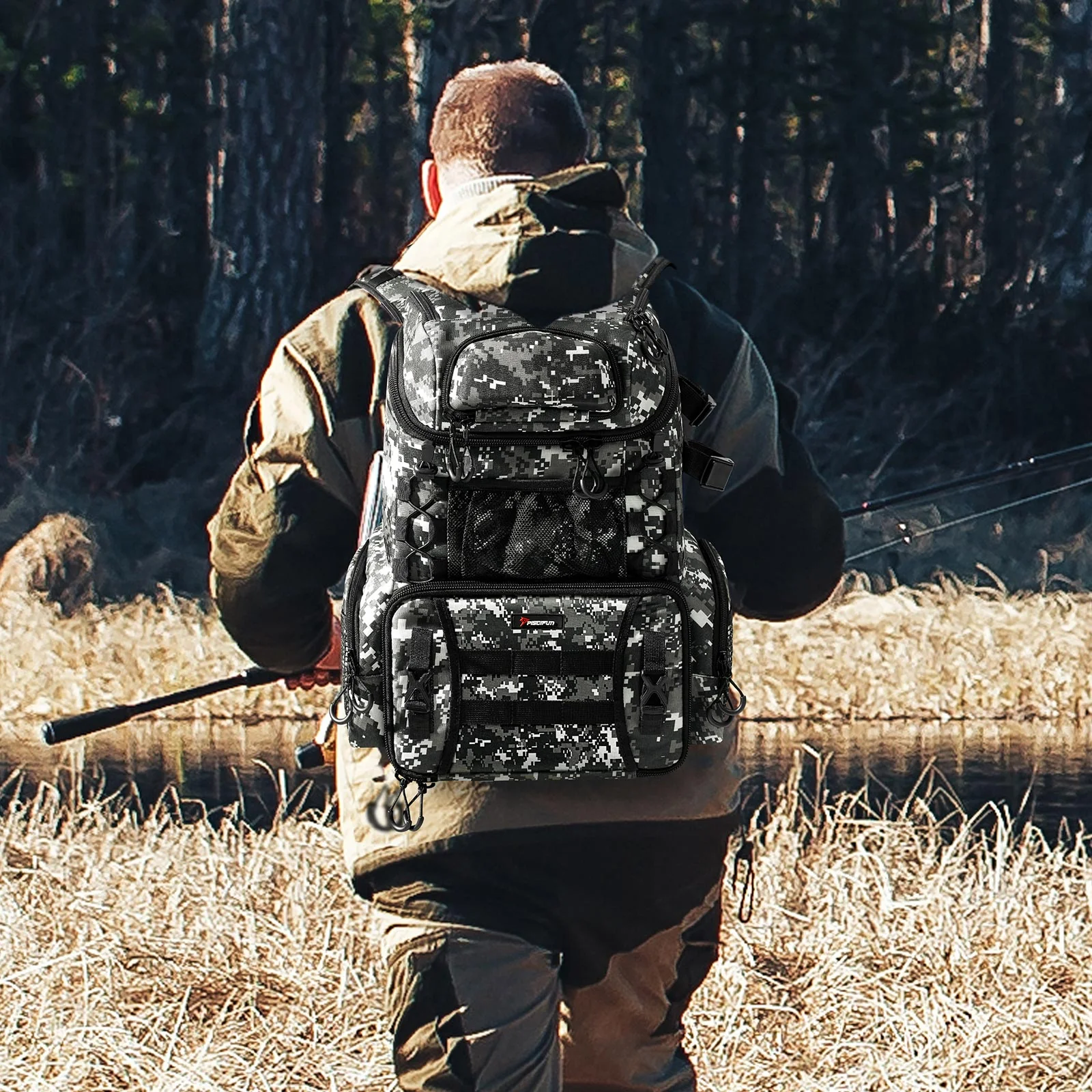 Piscifun Fishing Tackle Backpack Large Fishing Storage Bag With 4 Boxes - Image 10