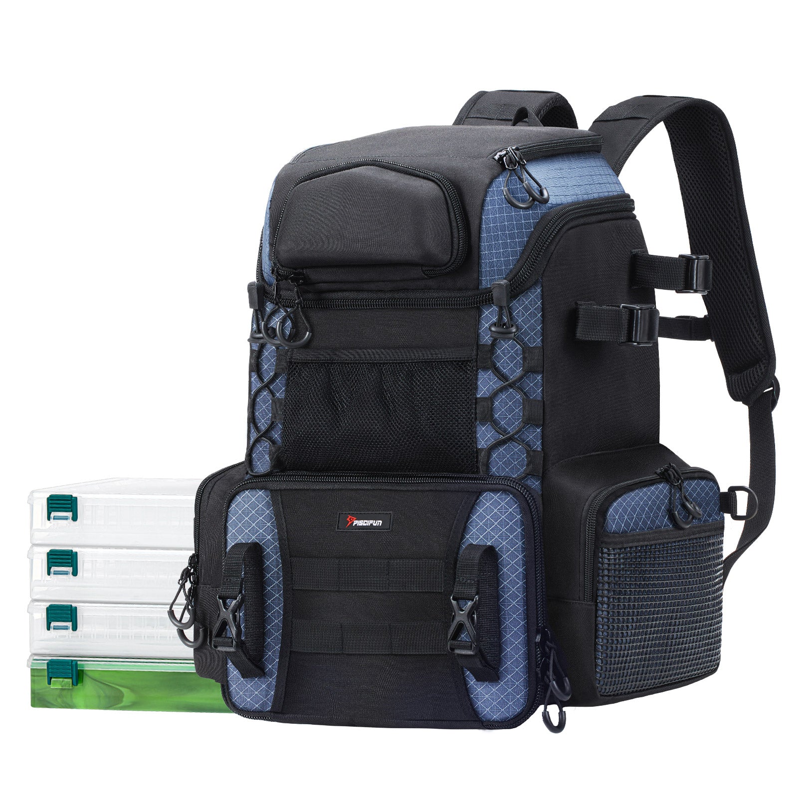 Piscifun Fishing Tackle Backpack Large Fishing Storage Bag With 4 Boxes - Image 12
