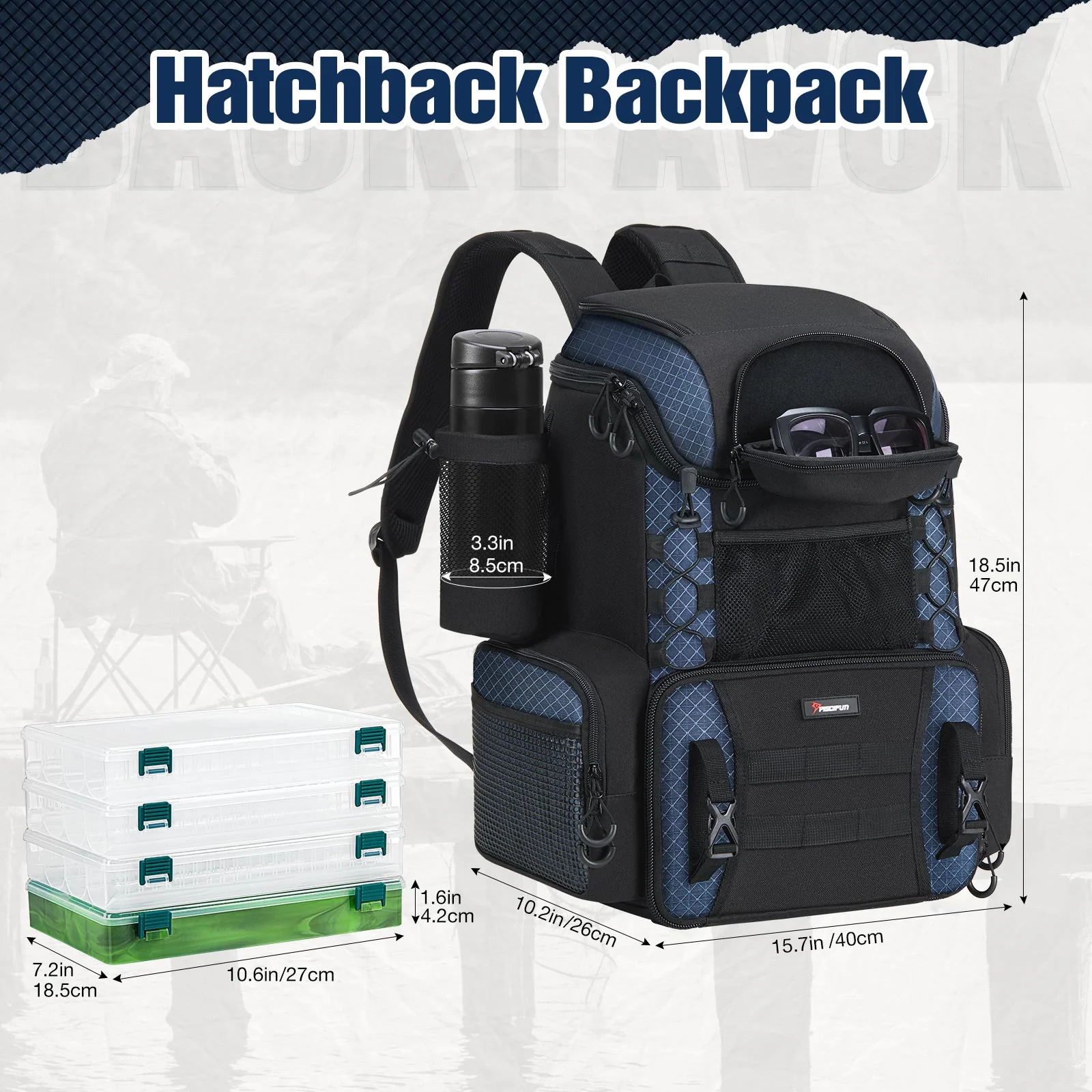 Piscifun Fishing Tackle Backpack Large Fishing Storage Bag With 4 Boxes - Image 8