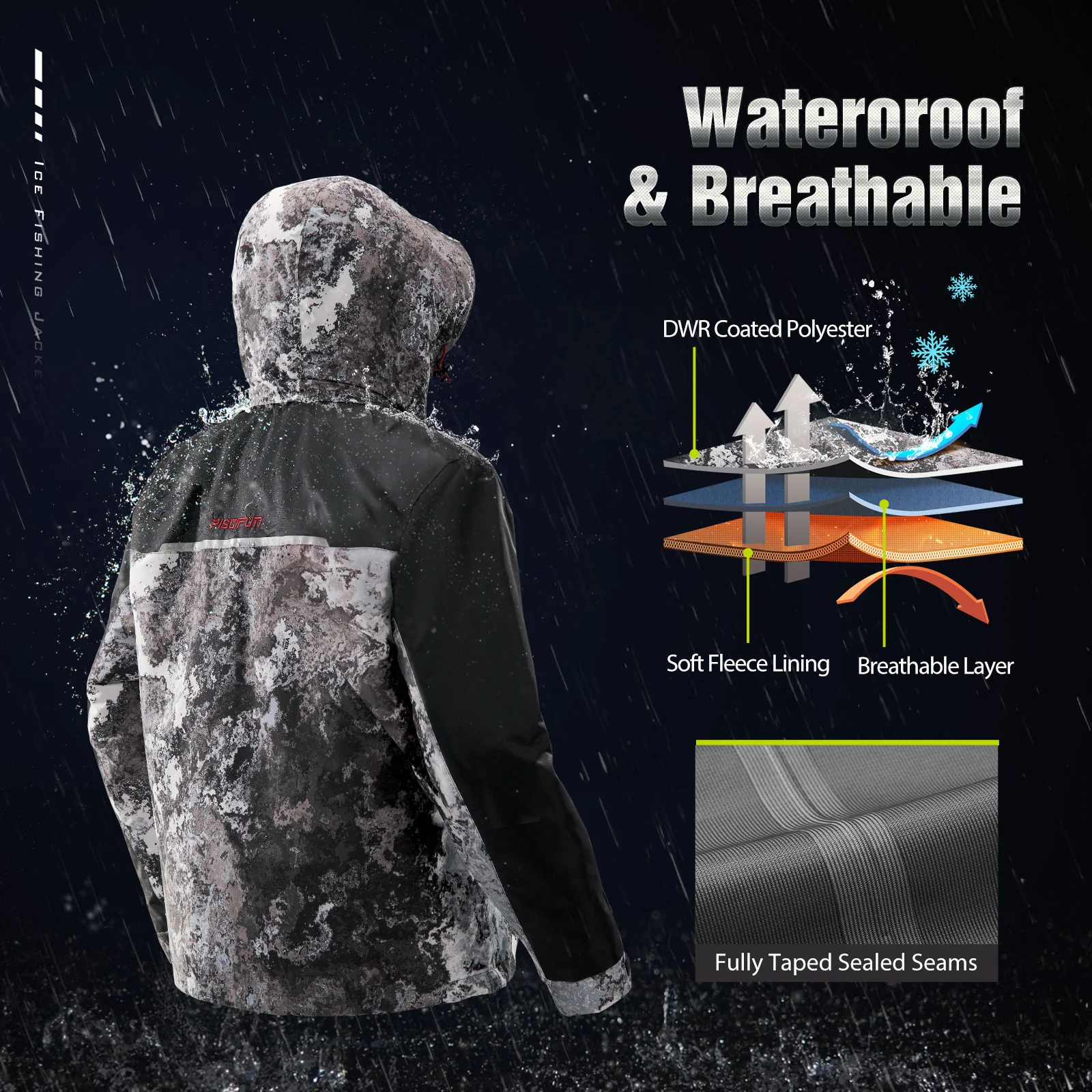 Piscifun Ice Fishing Suit,3 in 1  Heated Jacket,Waterproof Fishing Bib - Image 19
