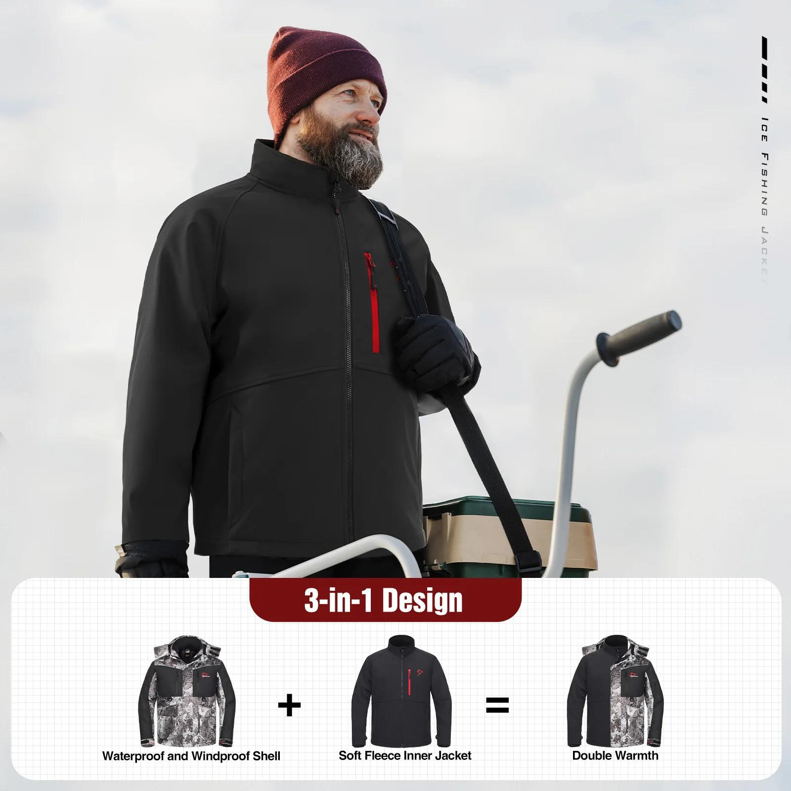 Piscifun Ice Fishing Suit,3 in 1 Jacket,Waterproof Fishing Bib With Flotation Technology - Image 15